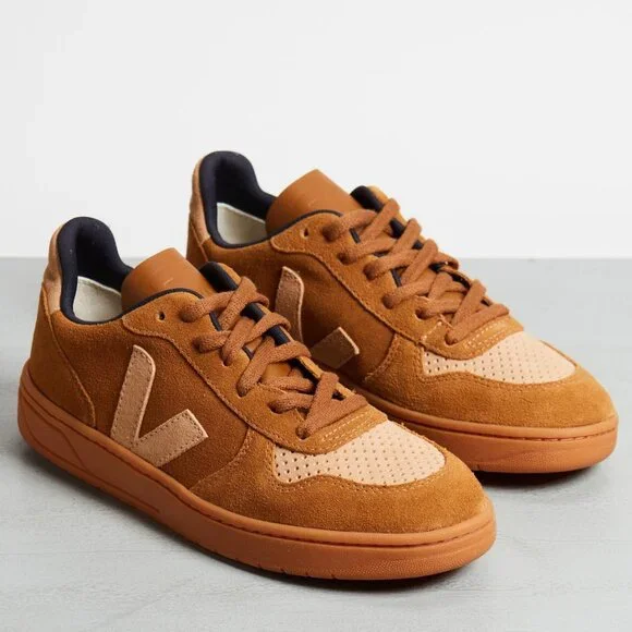 Veja V-10 Suede Sneakers in Camel Desert, Size W8/M6 - Picture 2 of 11